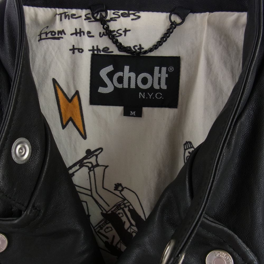 schott ショット × REMI RELIEF レミレリーフ レザー ダブルライダース ジャケット ブラック系 M【美品】【中古】