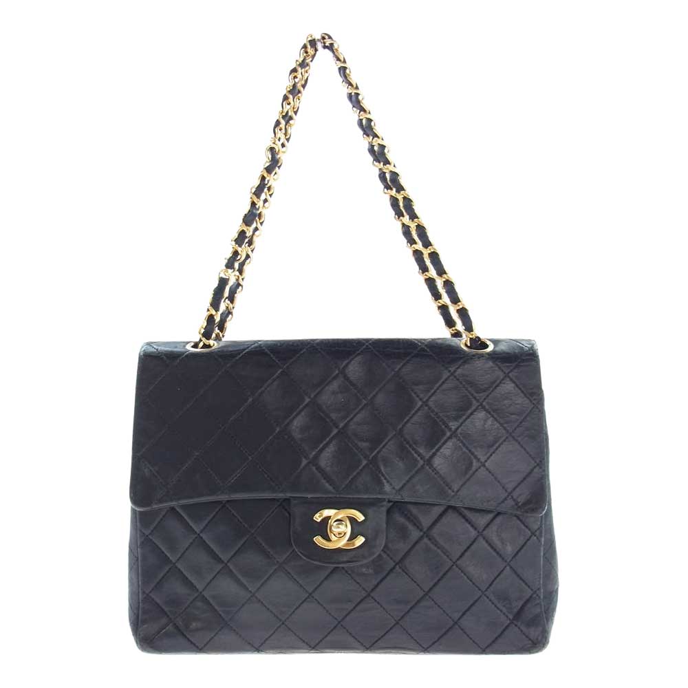 CHANEL シャネル マトラッセ ダブルフラップ ゴールド金具 ダブルチェーン ショルダーバッグ ブラック系【中古】