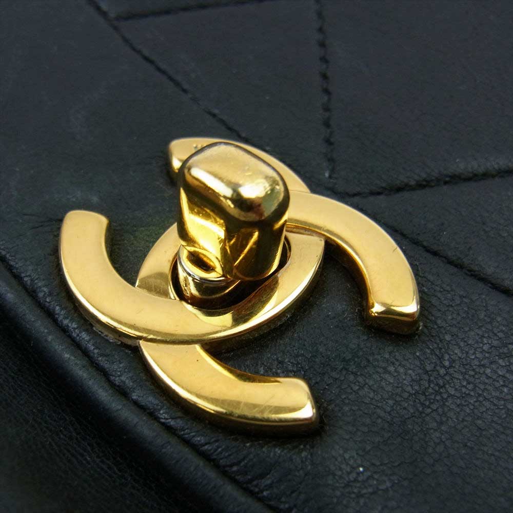 CHANEL シャネル ダイアナ22 マトラッセ ゴールド金具 シングルチェーン ショルダーバッグ ブラック系【中古】