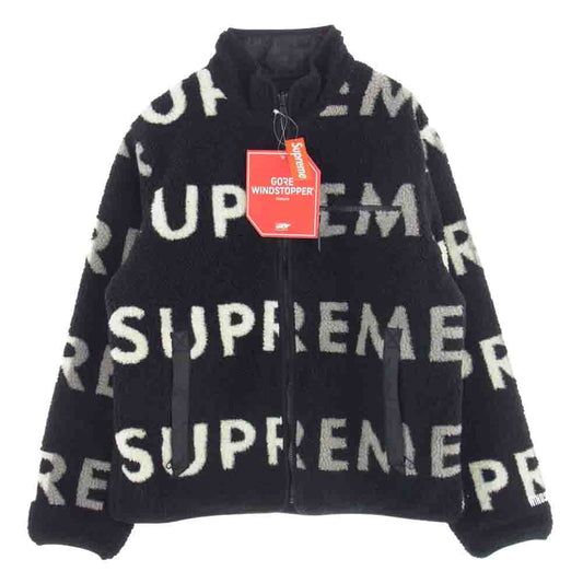 Supreme シュプリーム 18AW Reversible Logo Fleece Jacket リバーシブル ロゴ フリース ジャケット ブラック系 オフホワイト系 グレー系 M【極上美品】【中古】