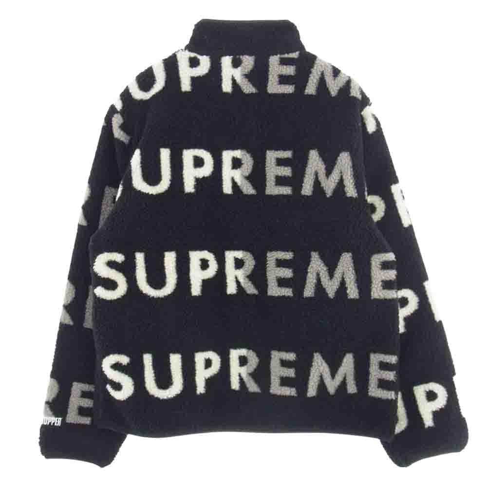 Supreme シュプリーム 18AW Reversible Logo Fleece Jacket リバーシブル ロゴ フリース ジャケット ブラック系 オフホワイト系 グレー系 M【極上美品】【中古】