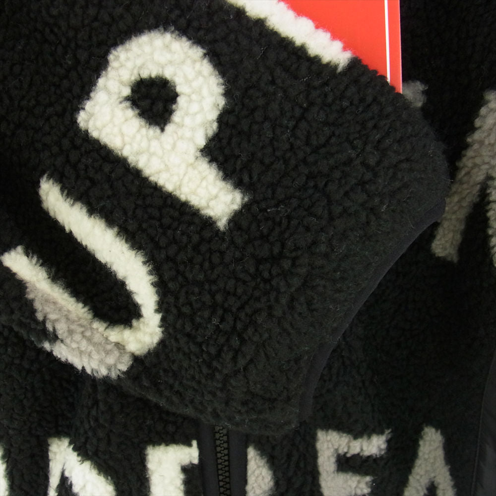 Supreme シュプリーム 18AW Reversible Logo Fleece Jacket リバーシブル ロゴ フリース ジャケット ブラック系 オフホワイト系 グレー系 M【極上美品】【中古】