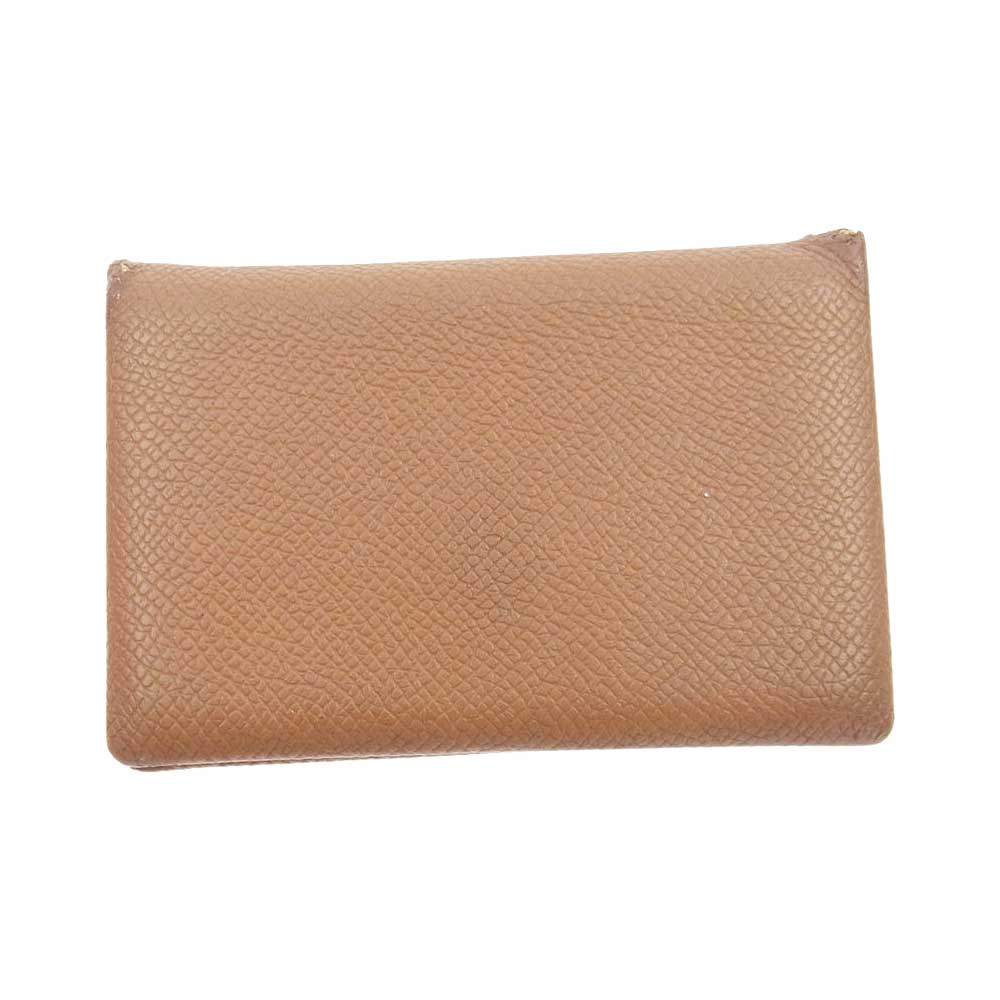 HERMES エルメス カルヴィ PM ヴォーエプソン シルバー金具 C刻印 カードケース 名刺入れ ブラウン系【中古】