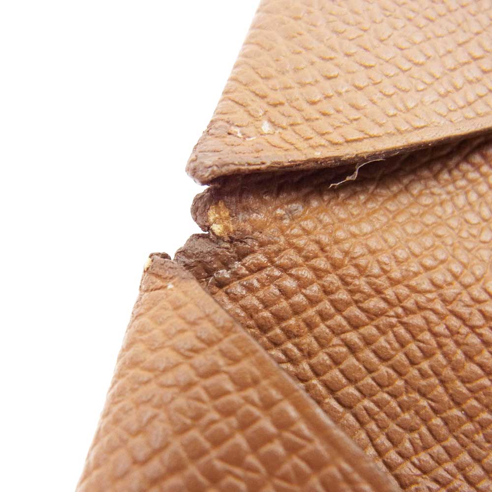 HERMES エルメス カルヴィ PM ヴォーエプソン シルバー金具 C刻印 カードケース 名刺入れ ブラウン系【中古】