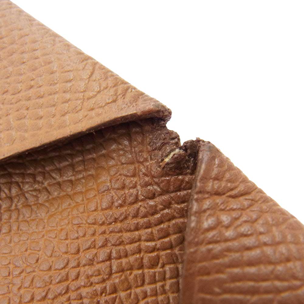 HERMES エルメス カルヴィ PM ヴォーエプソン シルバー金具 C刻印 カードケース 名刺入れ ブラウン系【中古】