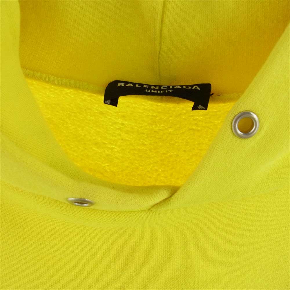 BALENCIAGA バレンシアガ 661711 BLNCG ロゴプリント プルオーバー フーディ パーカー イエロー系【中古】