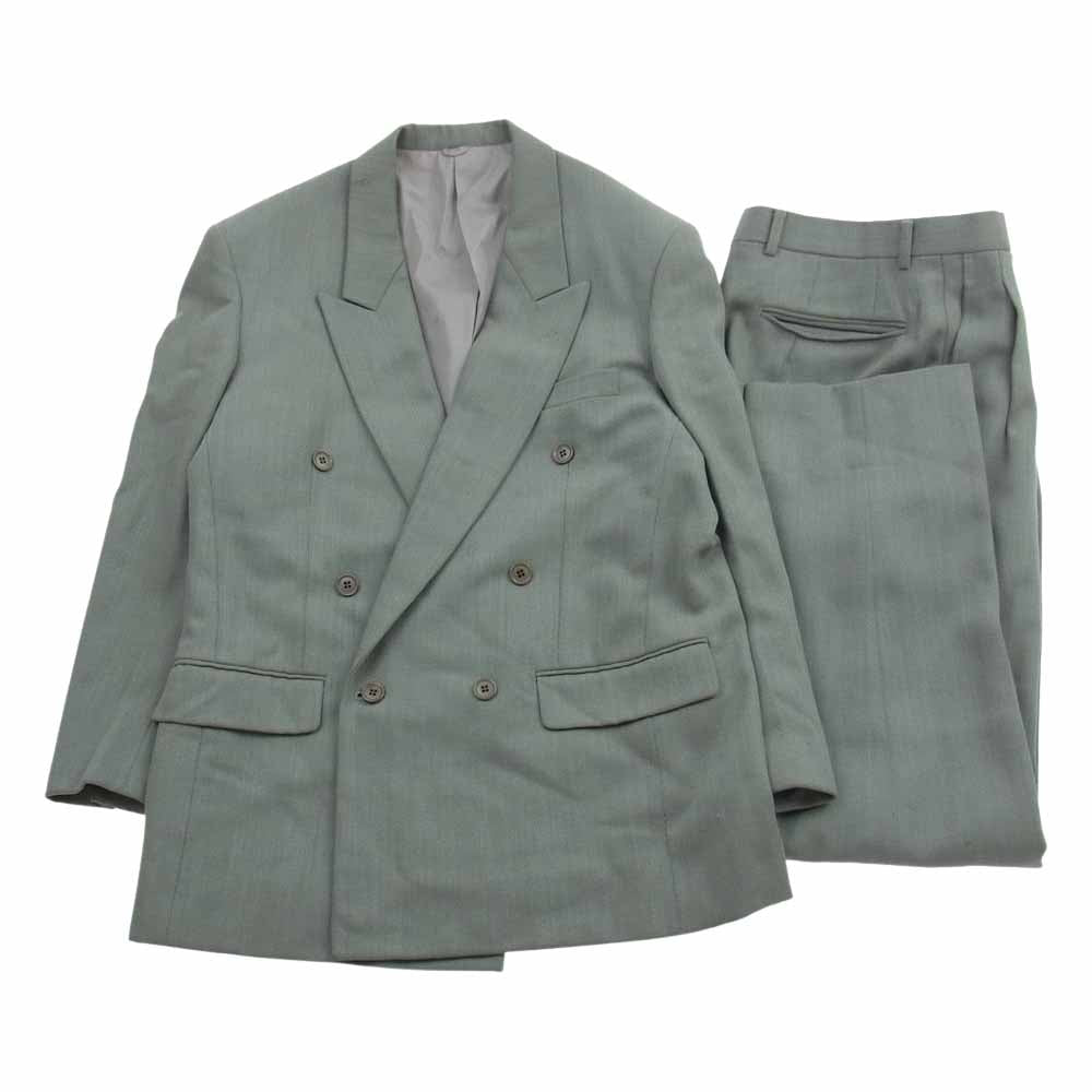 Christian Dior クリスチャンディオール MONSIEUR ダブルブレスト テーラードジャケット 2タック スラックスパンツ セットアップ スーツ ライトグリーン系 A-5【中古】