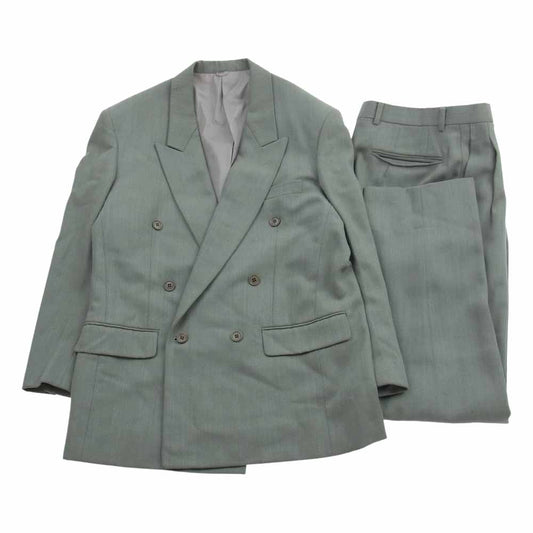 Christian Dior クリスチャンディオール MONSIEUR ダブルブレスト テーラードジャケット 2タック スラックスパンツ セットアップ スーツ ライトグリーン系 A-5【中古】