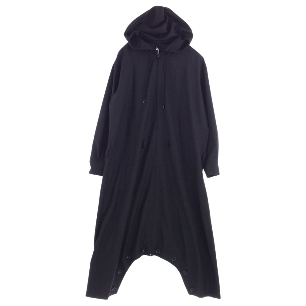Yohji Yamamoto ヨウジヤマモト GroundY 21SS GT-D01-100 T/W Gabardine Inseam Buttons Overalls グラウンドワイ TWギャバジン 2WAY フルジップ オーバーオール ブラック系 3【美品】【中古】
