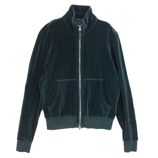 TOM FORD トムフォード 22SS BY289 TFJ231 イタリア製 ベルベット スタンドカラー フルジップ トラックジャケット グリーン系 48【中古】