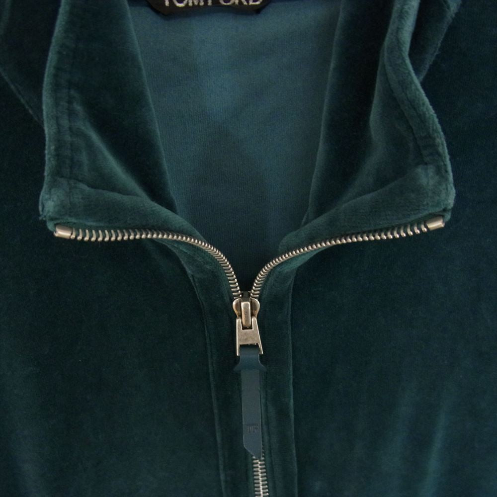 TOM FORD トムフォード 22SS BY289 TFJ231 イタリア製 ベルベット スタンドカラー フルジップ トラックジャケット グリーン系 48【中古】