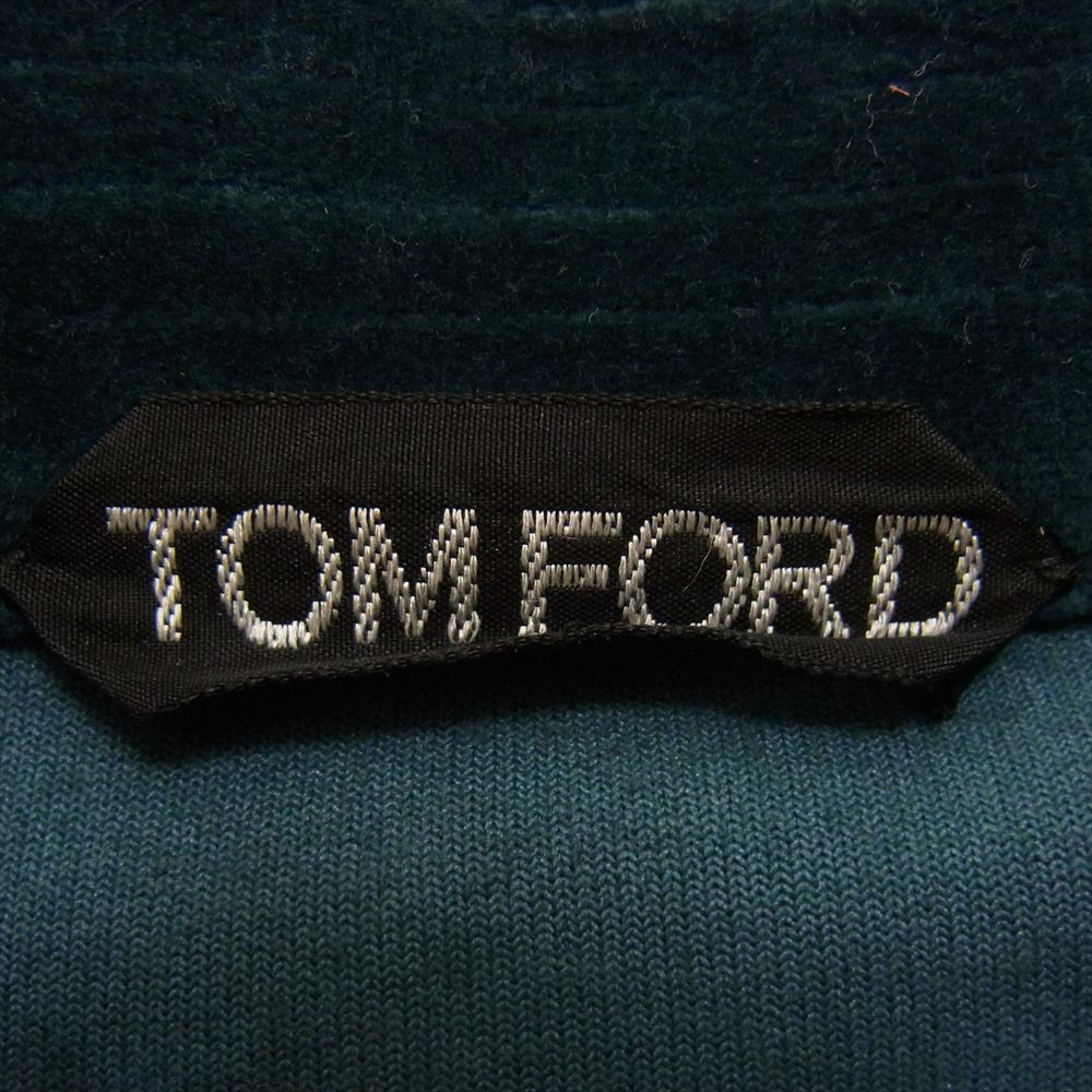 TOM FORD トムフォード 22SS BY289 TFJ231 イタリア製 ベルベット スタンドカラー フルジップ トラックジャケット グリーン系 48【中古】