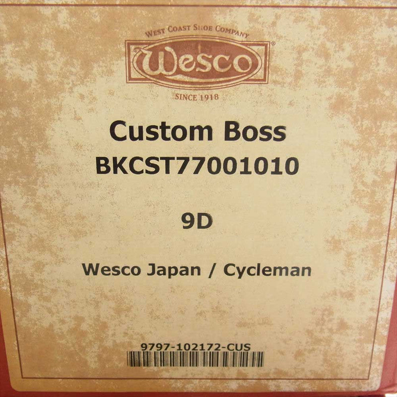 WESCO ウエスコ BKCST77001010 CUSTOM BOSS Cycleman カスタム ボス スエード 切替 エンジニア ブーツ ブラック系 9D【美品】【中古】