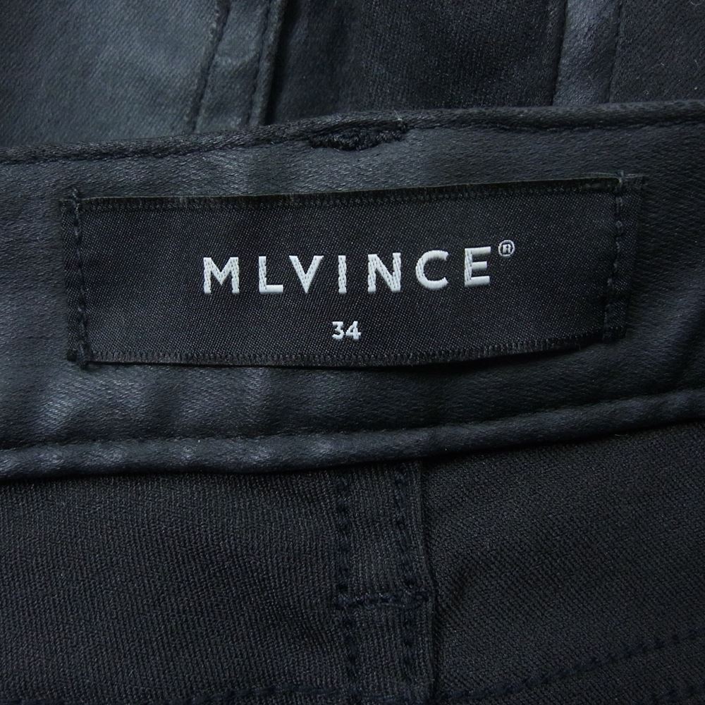 メルヴィンス 裾スナップボタン フェイクレザー ストレッチ スキニー パンツ ブラック系 34【中古】