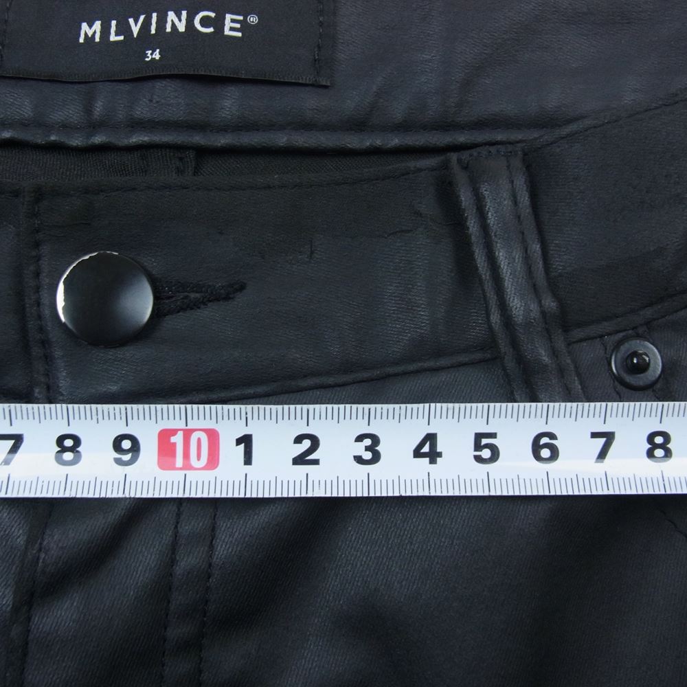 メルヴィンス 裾スナップボタン フェイクレザー ストレッチ スキニー パンツ ブラック系 34【中古】