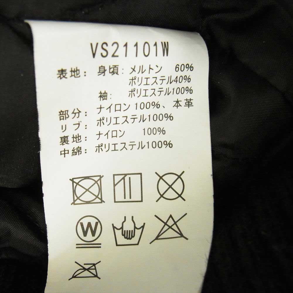 VANSON バンソン VS21101W AWARD JACKET ロゴパッチ ナイロン メルトン 中綿 アワードジャケット スタジャン スタジアムジャンパー ブラック系 L【中古】