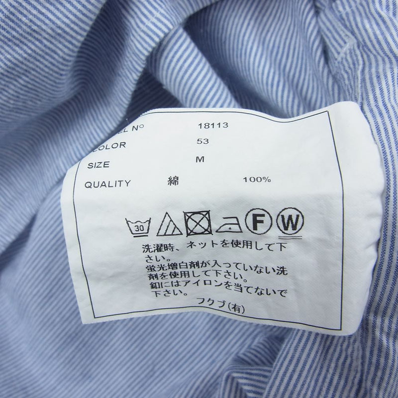 YAECA ヤエカ 18113 COMFORT SHIRT ストライプ コンフォート 長袖 シャツ ブルー系 M【中古】