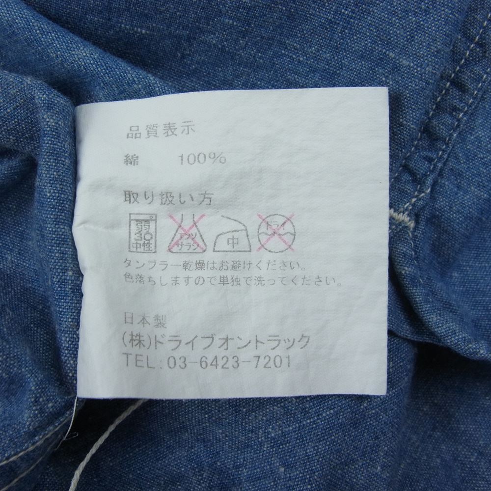 A VONTADE アボンタージ Banded Collar Shirts バンドカラー シャンブレー ワーク 長袖 シャツ インディゴブルー系 L【中古】