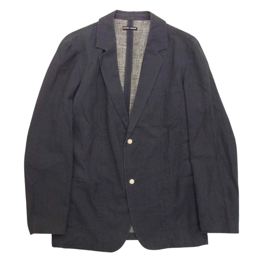 FRANK LEDER フランクリーダー リネンコットン 包みボタン 2B ブレザー テーラードジャケット  ネイビー系 M【中古】
