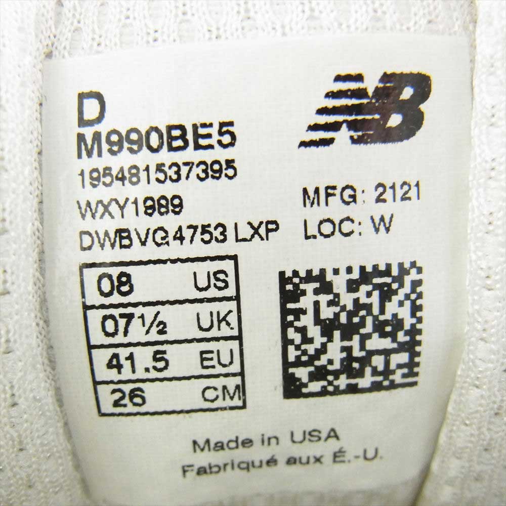 NEW BALANCE ニューバランス M990BE5 SSZ Akio Hasegawa AH 長谷川昭雄 USA性 ローカット スニーカー グレー系 26cm【極上美品】【中古】