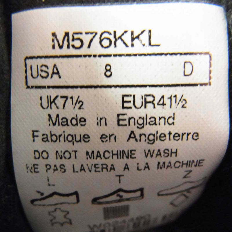 NEW BALANCE ニューバランス M576KKL MADE IN ENGLAND 英国製 オールレザー ローカット スニーカー ブラック系 US8(26cm)【中古】