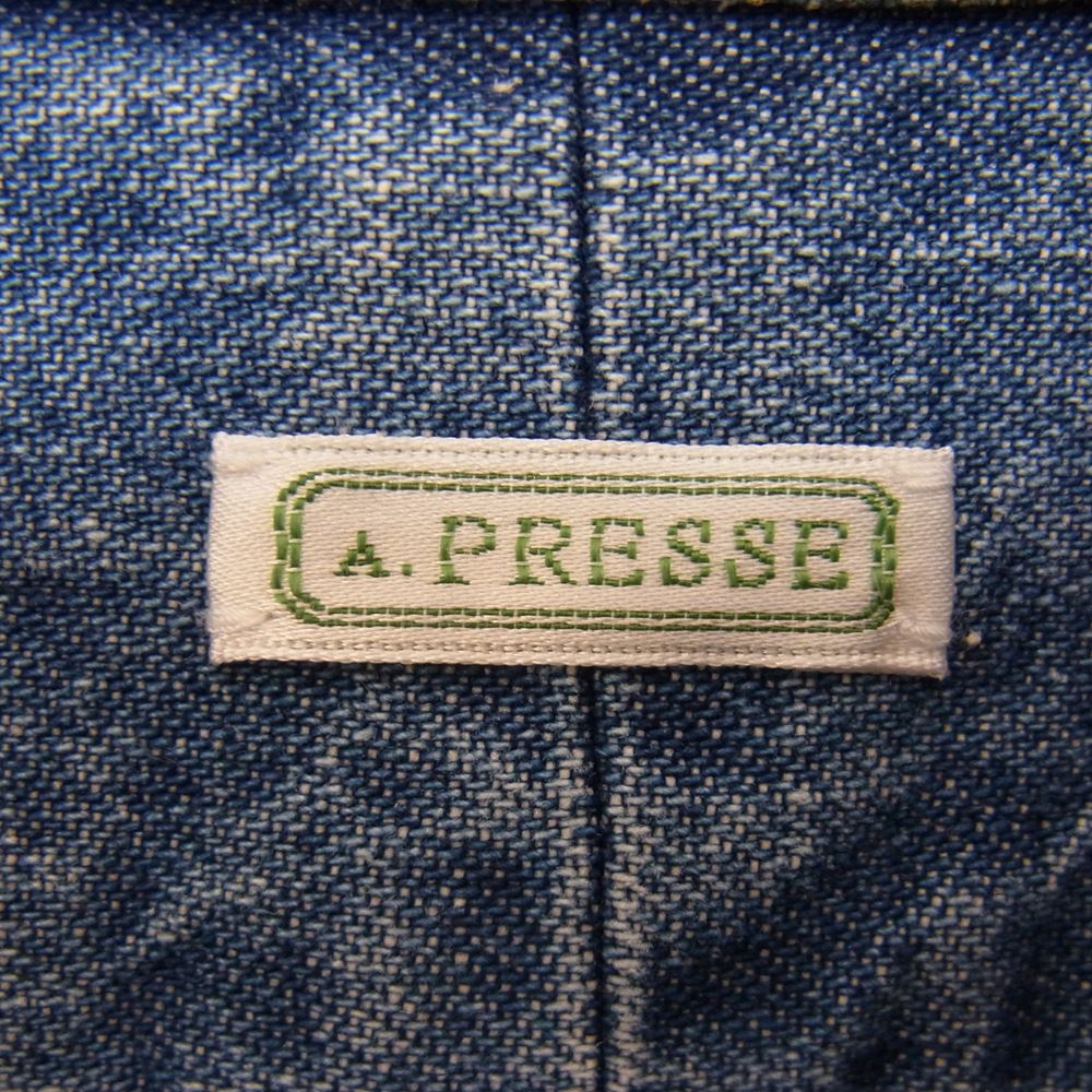 アプレッセ 22SS 22SAP-02-03H BD Denim Shirt ボタンダウン 長袖 デニムシャツ インディゴブルー系 1【中古】