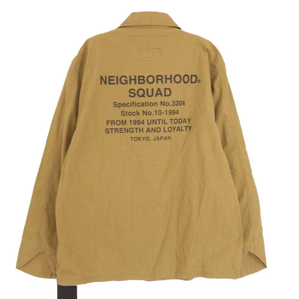 NEIGHBORHOOD ネイバーフッド 19SS 191AQNH-SHM03 F.H. / C-SHIRT . LS 長袖 バックプリント 2ポケット シャツ カーキ系 S【中古】