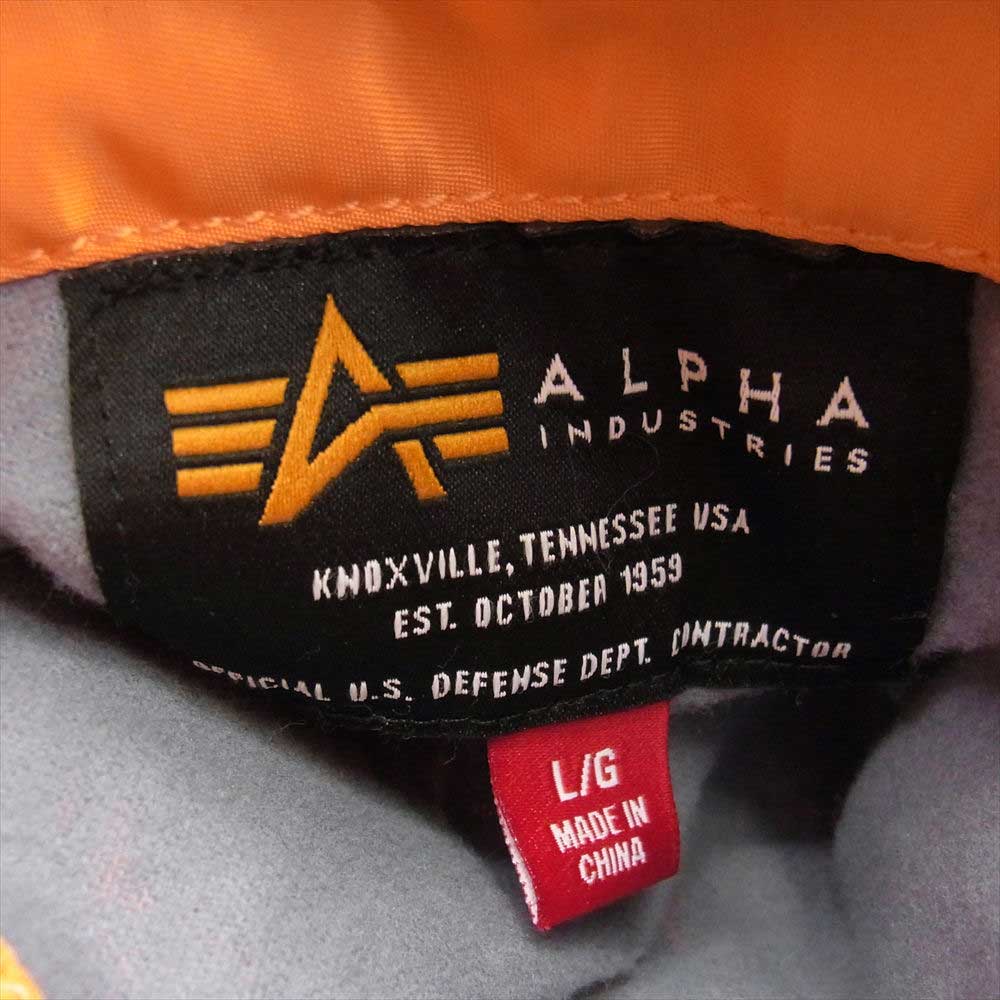 アンチソーシャルソーシャルクラブ ALPHA アルファ MA-1 バック ロゴ プリント リバーシブル ミリタリー フライト ブルゾン ジャケット  ブルー系 オレンジ系 L【中古】