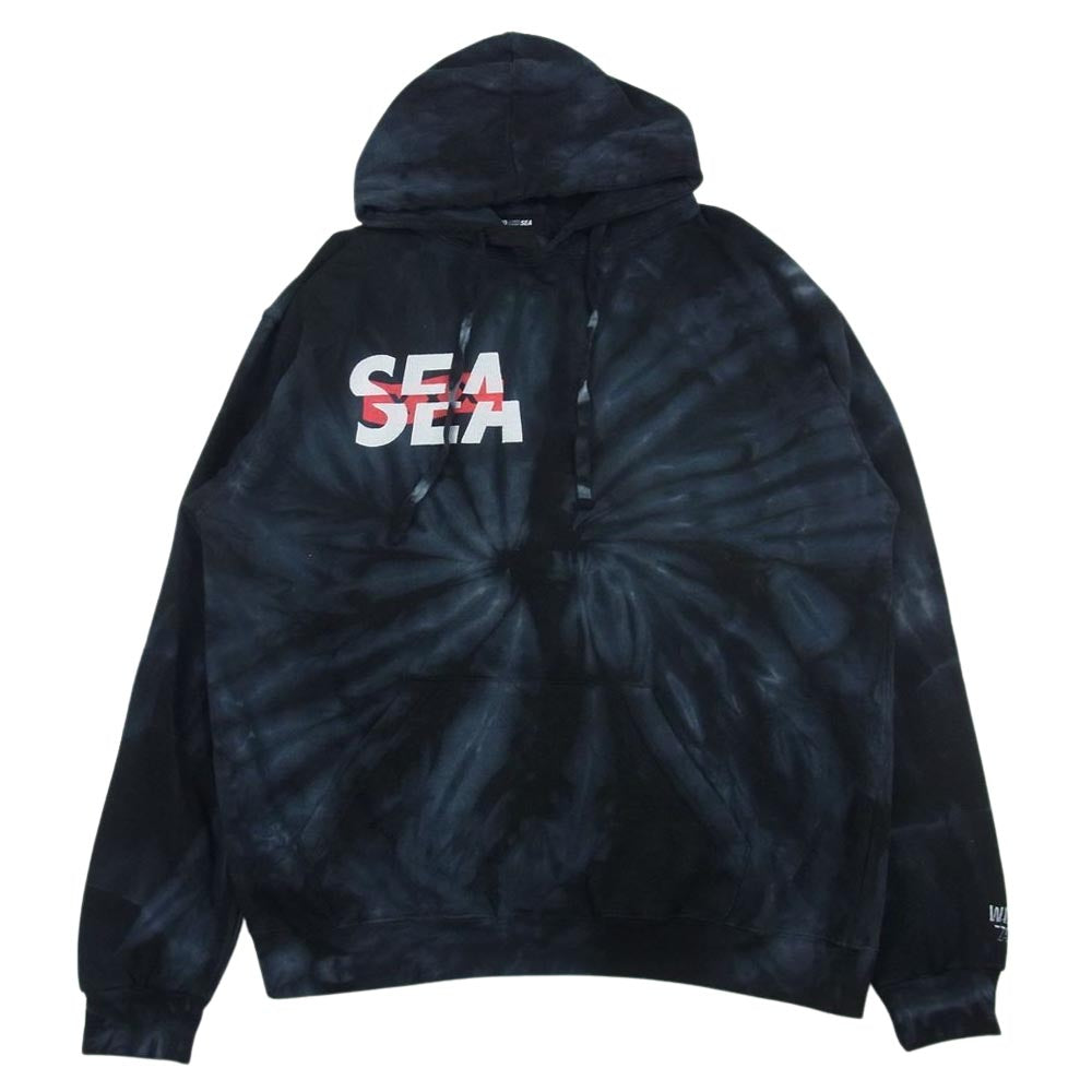WIND AND SEA ウィンダンシー WDS-XXX-SP-04 × GOD SELECTION XXX ゴッドセレクショントリプルエックス BLACK SPIDER Tie-Dye ブラック スパイダー タイダイ プルオーバ― パーカー ブラック系 L【中古】