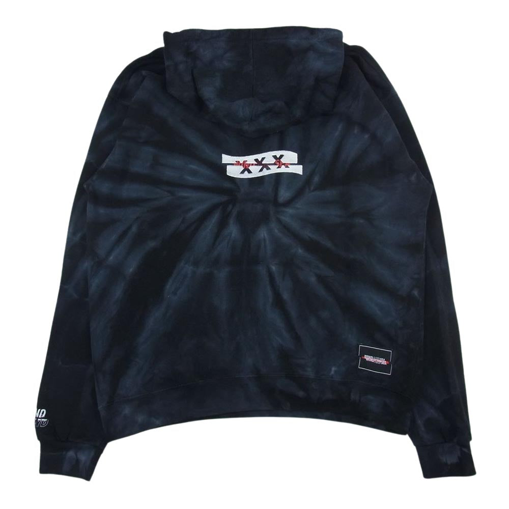WIND AND SEA ウィンダンシー WDS-XXX-SP-04 × GOD SELECTION XXX ゴッドセレクショントリプルエックス BLACK SPIDER Tie-Dye ブラック スパイダー タイダイ プルオーバ― パーカー ブラック系 L【中古】
