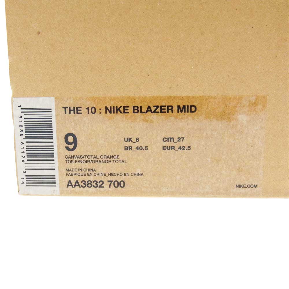 NIKE ナイキ AA3832-700 × OFF-WHITE オフホワイト THE:10 BLAZER MID ブレーザー ミッド スニーカー オフホワイト系 27cm【中古】