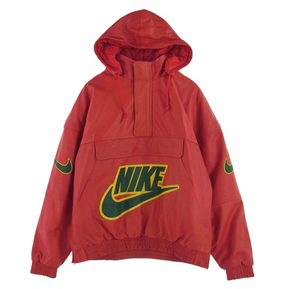 Supreme シュプリーム 19AW CK6218-687 NIKE ナイキ Leather Anorak ロゴ レザー アノラック パーカー ジャケット レッド系 M【中古】