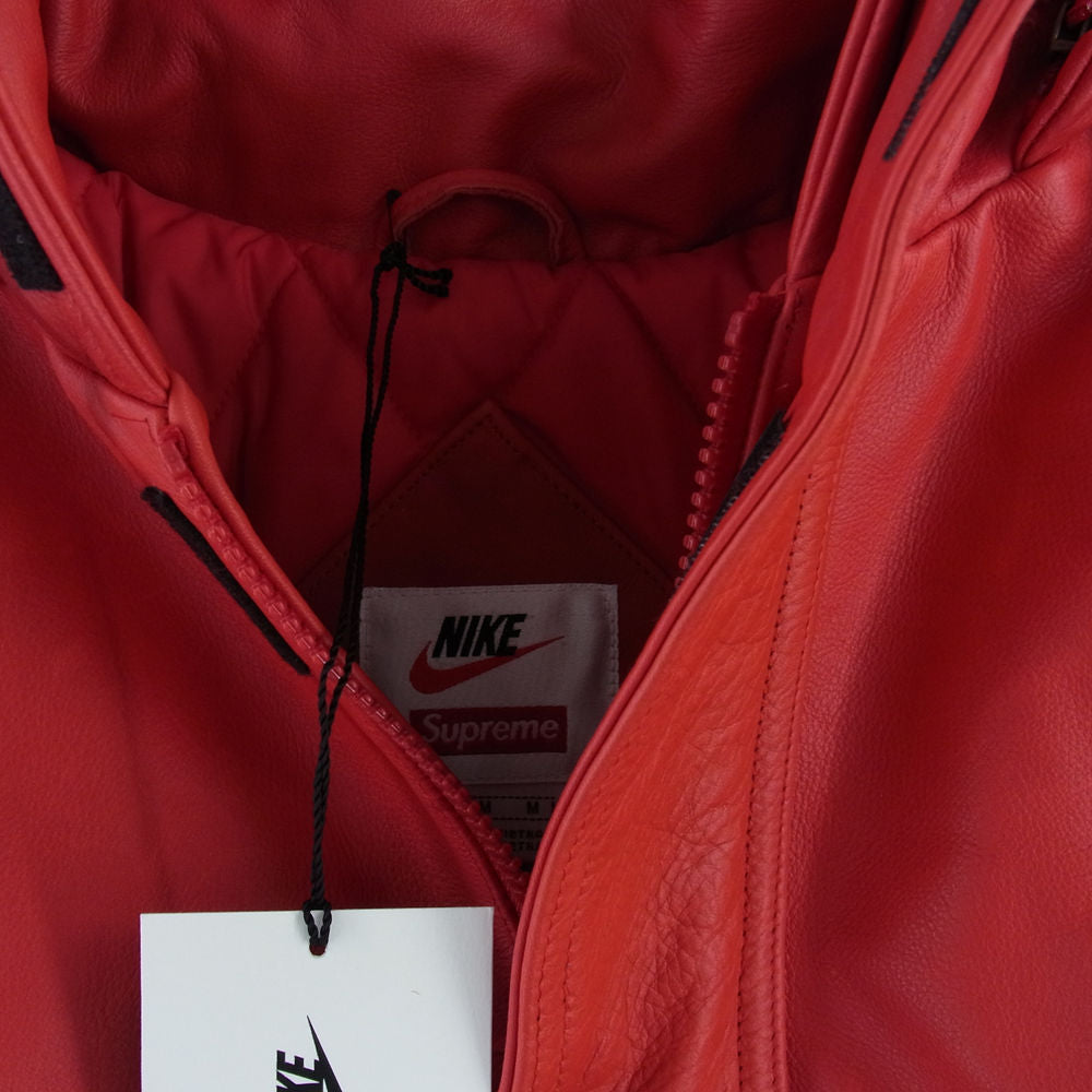Supreme シュプリーム 19AW CK6218-687 NIKE ナイキ Leather Anorak ロゴ レザー アノラック パーカー ジャケット レッド系 M【中古】