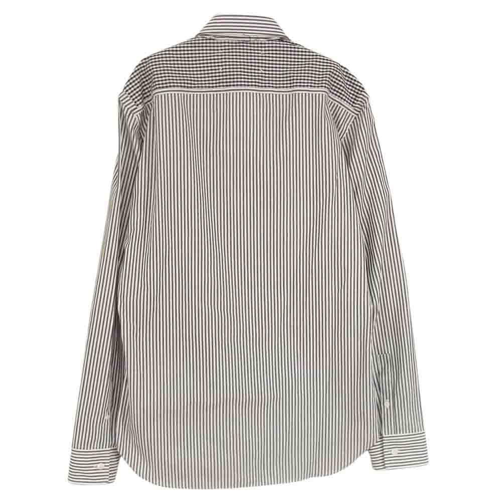 MAISON MARGIELA メゾンマルジェラ 18AW S50DL0353 10ライン REWORK GARMENT SHIRTS リワーク ギンガムチェック ストライプ 切替 シャツ ブラック系 ホワイト系【美品】【中古】