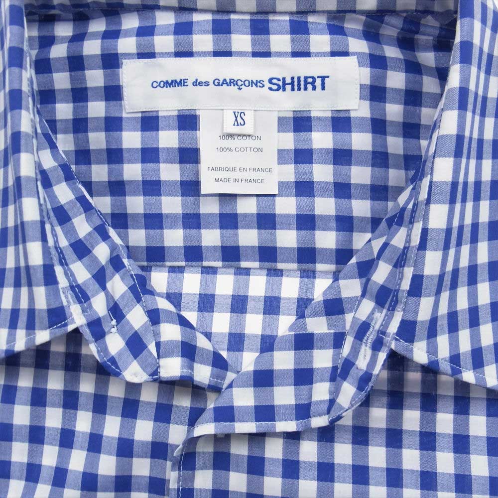 COMME des GARCONS コムデギャルソン SHIRT FOREVER シャツフォーエバー CDGS2GG Dyed Cotton Small Check Shirt ガーメントダイ スモールチェック クラシックギンガム ブルー系 ホワイト系 XS【美品】【中古】
