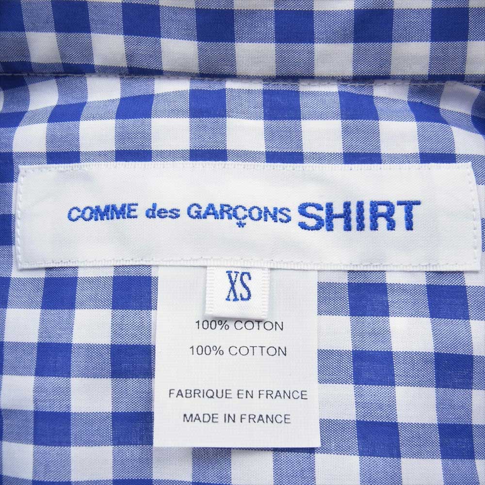 COMME des GARCONS コムデギャルソン SHIRT FOREVER シャツフォーエバー CDGS2GG Dyed Cotton Small Check Shirt ガーメントダイ スモールチェック クラシックギンガム ブルー系 ホワイト系 XS【美品】【中古】