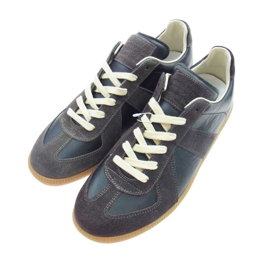 MAISON MARGIELA メゾンマルジェラ 18AW S57WS0236 Replica Low Top レプリカ ローカット ジャーマントレーナー スニーカー ダークブラウン系 オフホワイト系 ブラック系 42【極上美品】【中古】