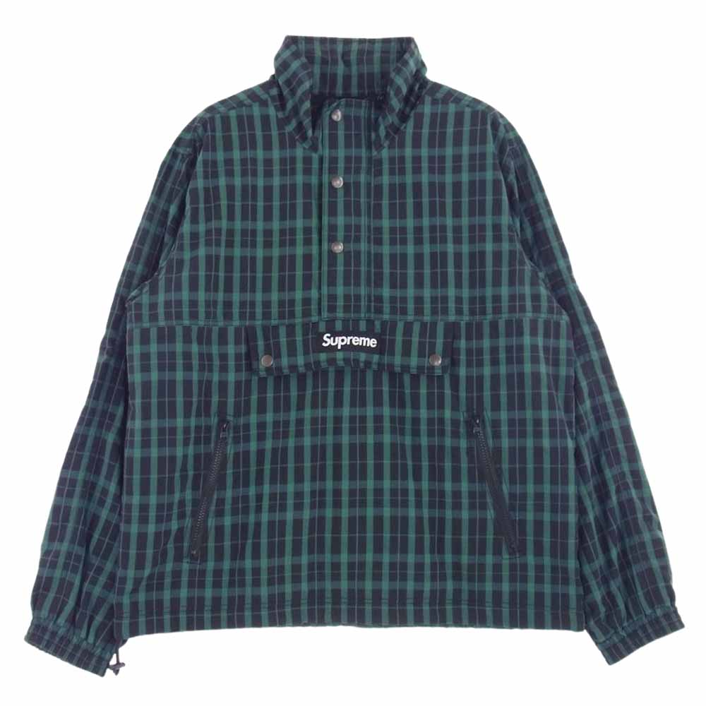 Supreme シュプリーム 18AW Nylon Plaid Pullover ナイロン プレイド プルオーバー ジャケット グリーン系 ブラック系 M【中古】