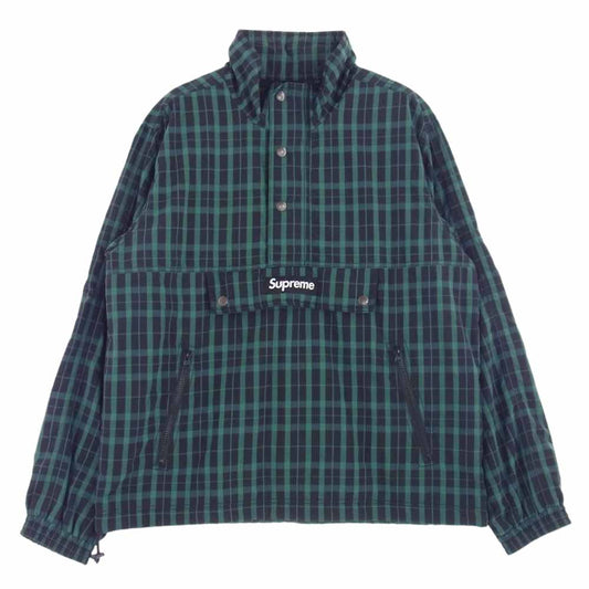 Supreme シュプリーム 18AW Nylon Plaid Pullover ナイロン プレイド プルオーバー ジャケット グリーン系 ブラック系 M【中古】