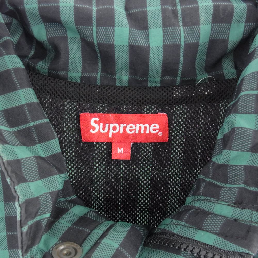 Supreme シュプリーム 18AW Nylon Plaid Pullover ナイロン プレイド プルオーバー ジャケット グリーン系 ブラック系 M【中古】
