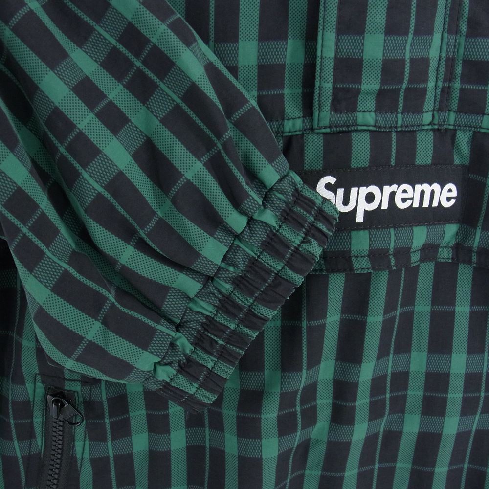 Supreme シュプリーム 18AW Nylon Plaid Pullover ナイロン プレイド プルオーバー ジャケット グリーン系 ブラック系 M【中古】
