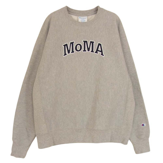 Champion チャンピオン × MoMA REVERSE WEAVE 青単 青タグ 復刻 リバースウィーブ クルーネック スエット グレー系 L【中古】