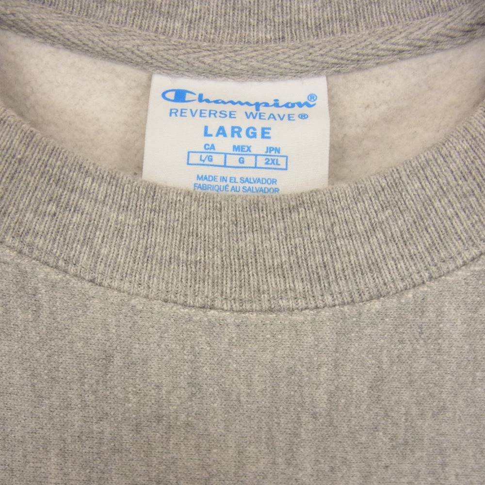 Champion チャンピオン × MoMA REVERSE WEAVE 青単 青タグ 復刻 リバースウィーブ クルーネック スエット グレー系 L【中古】