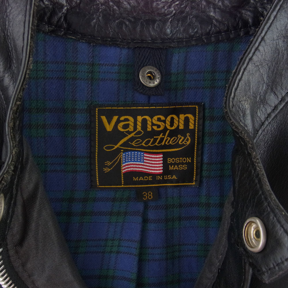 VANSON バンソン コメット レザー シングル ライダース  ブラック系 38【中古】