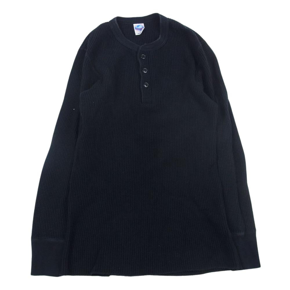 JELADO ジェラード ワッフル サーマル ヘンリーネック 長袖 Tシャツ カットソー ブラック系 36【中古】