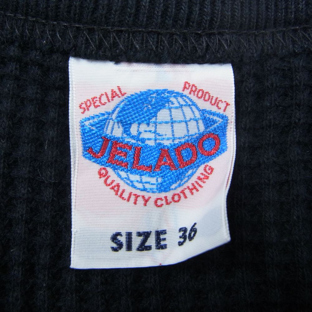 JELADO ジェラード ワッフル サーマル ヘンリーネック 長袖 Tシャツ カットソー ブラック系 36【中古】