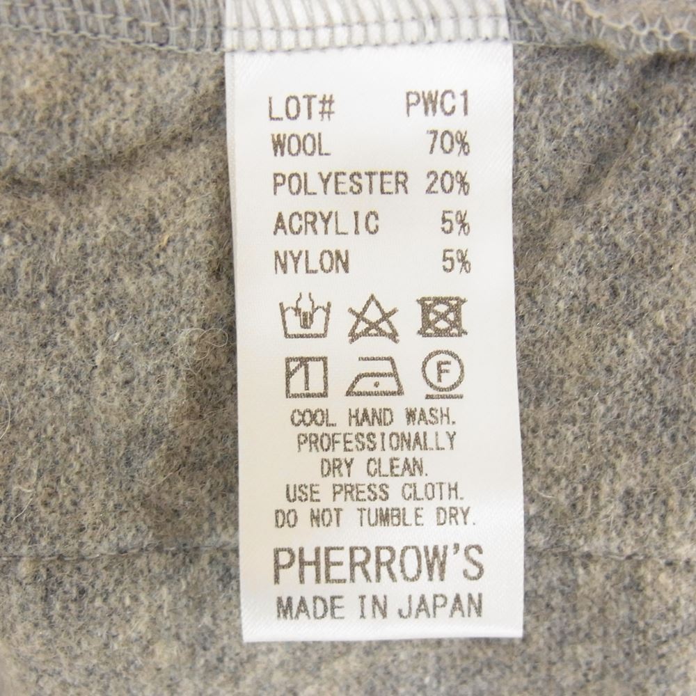 Pherrow's フェローズ WOOL CARDIGAN ウール カーディガン グレー系 S【中古】