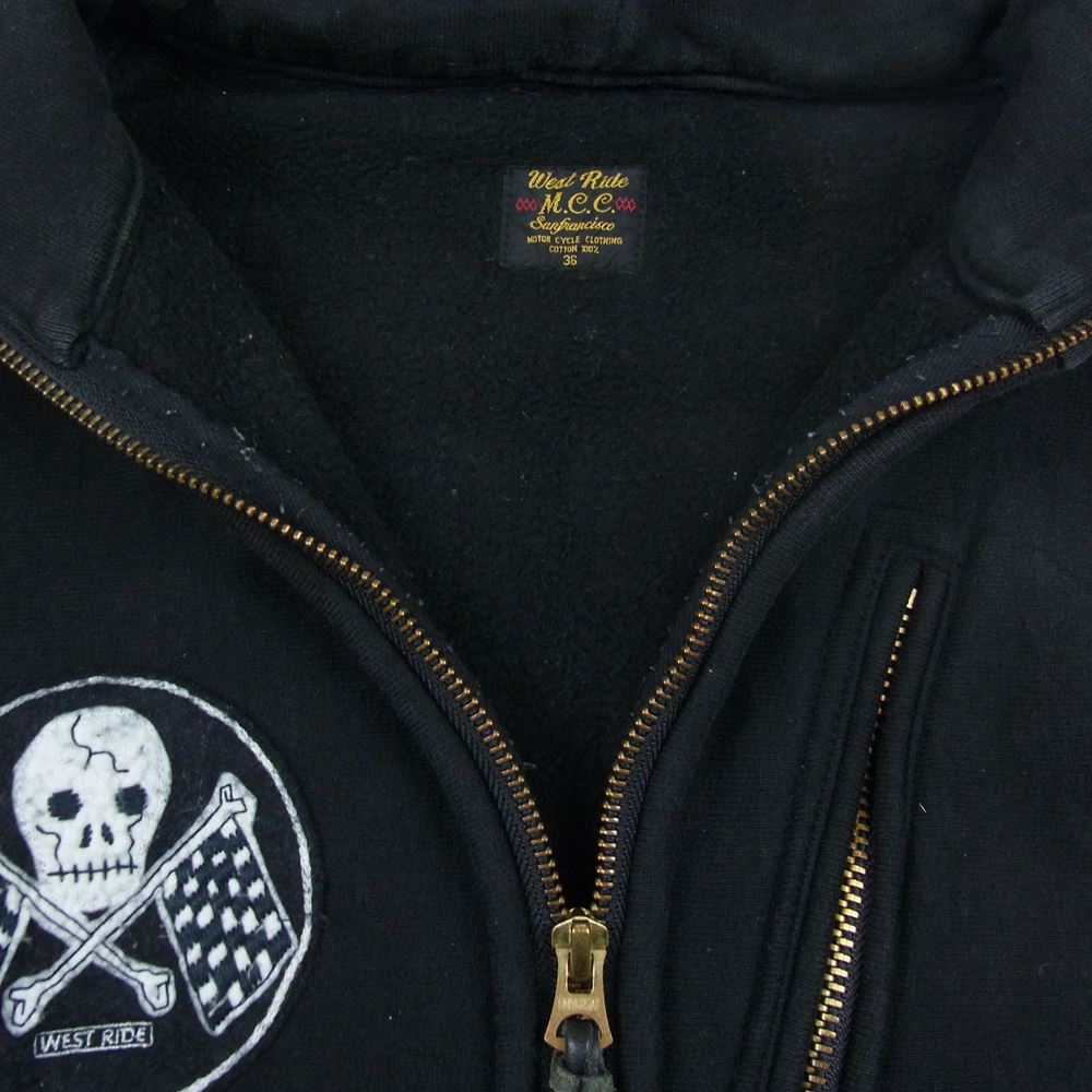 ウエストライド HEAVY WEIGHT FULL ZIP HOODIE ジップアップ スウェット パーカー ブラック系 36【中古】
