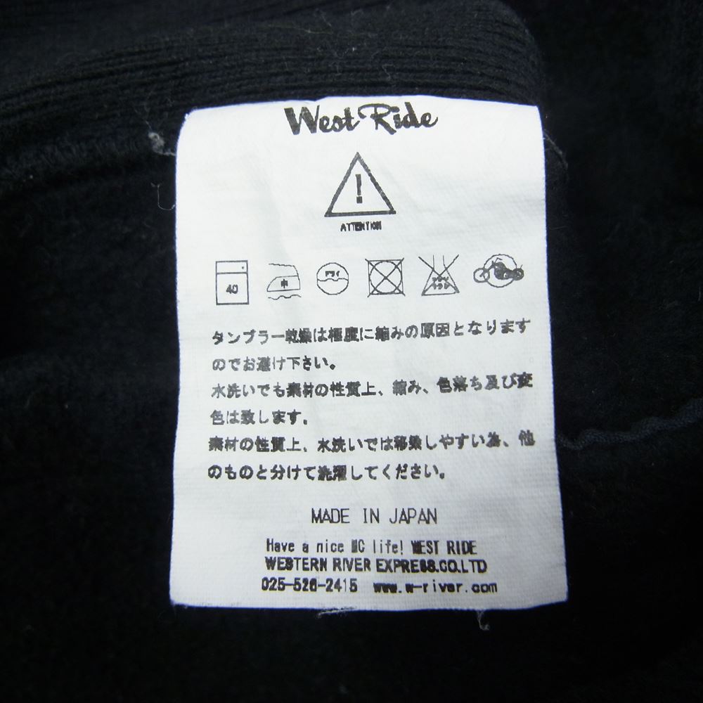 ウエストライド HEAVY WEIGHT FULL ZIP HOODIE ジップアップ スウェット パーカー ブラック系 36【中古】