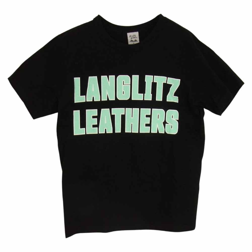 LANGLITZ LEATHERS ラングリッツレザーズ PRINT TEE プリント Tシャツ ブラック系 ライトグリーン系 S【中古】